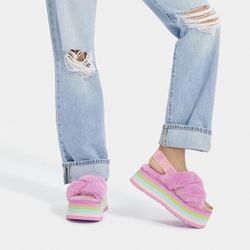 UGG Disco Knot Genuine Shearling Platform Sandals