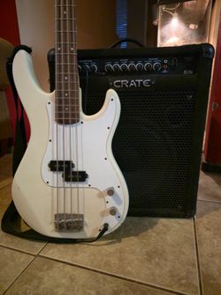 Bass guitar and amp