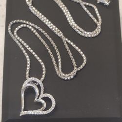 Silver / Diamond Heart Pendant 