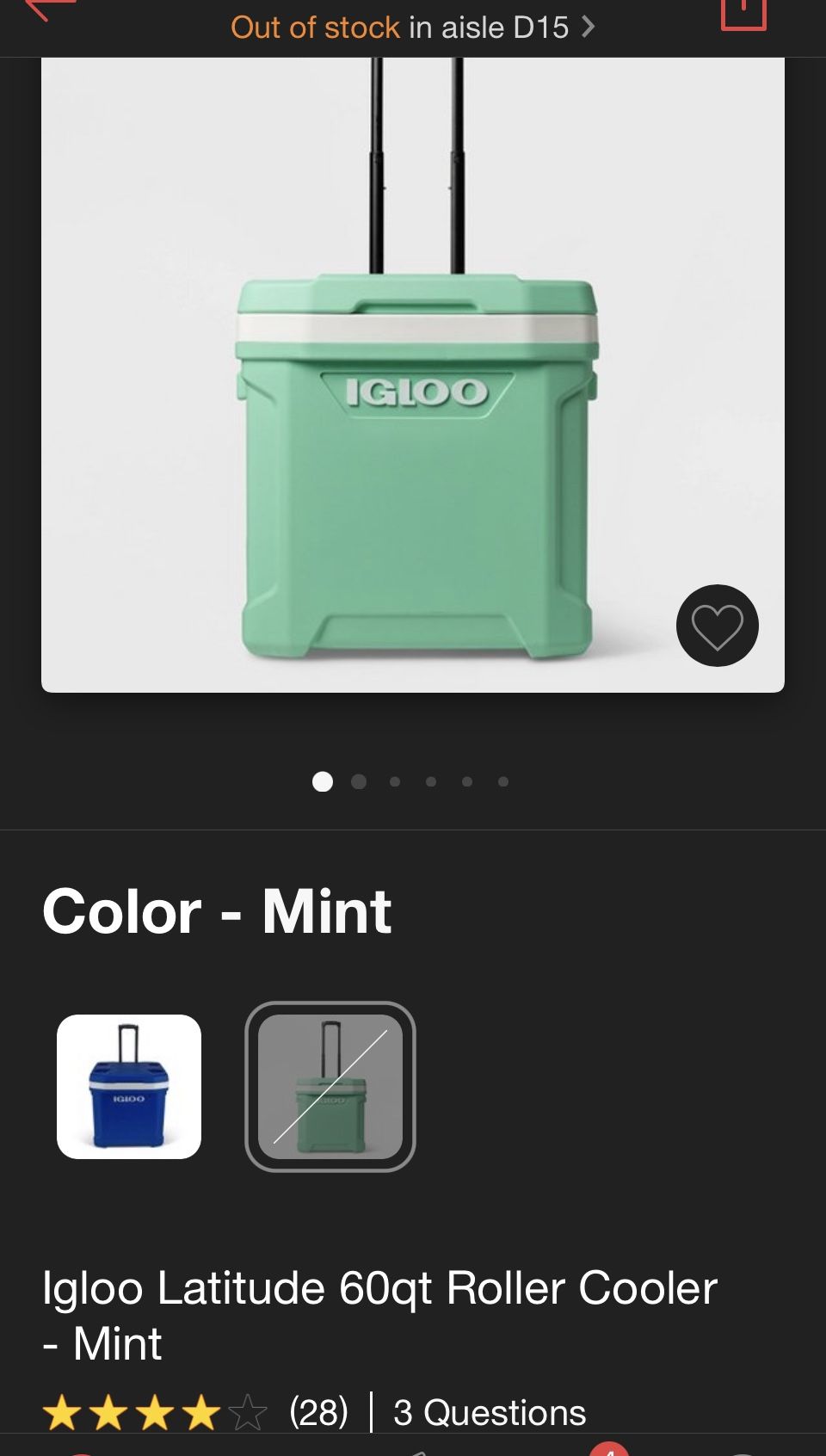 Igloo Cooler W/wheels (mint)