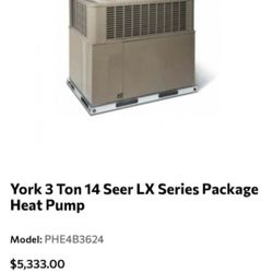 Heatpump RTU ROOF TOP UNIT 3 Ton 