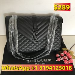 Saint Laurent YSL Cassandre Envelope Wallet on Chain Black Grain Leather & Gold