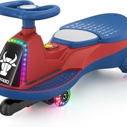 6V 7AH Electric Wiggle Car Blue-75W Motor, 2 Speed, Rechargeable Battery, Bluetooth & Music, LED Lights, Soft Start, Light-up Wheels, Anti-Rollover, f