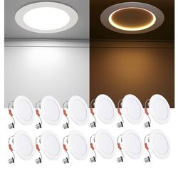 Paquete de 12 luces LED de 4 pulgadas 5CCT con luz nocturna, iluminación LED empotrada, regulable, 7 W, 120 V, 700 lm, clasificación IC, FCC