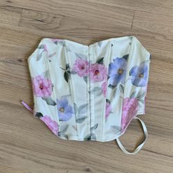 Floral Corset Top with Pink and Blue Flowers