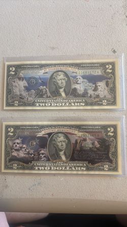 2 dollar Mount Rushmore & national park bills