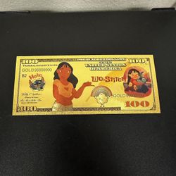 24k Gold Foil Plated Nani Pelekai Lilo and Stitch Banknote