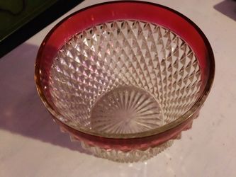 Crystal Carnival Glass in Pink/ Red Bowl, Candy Dish