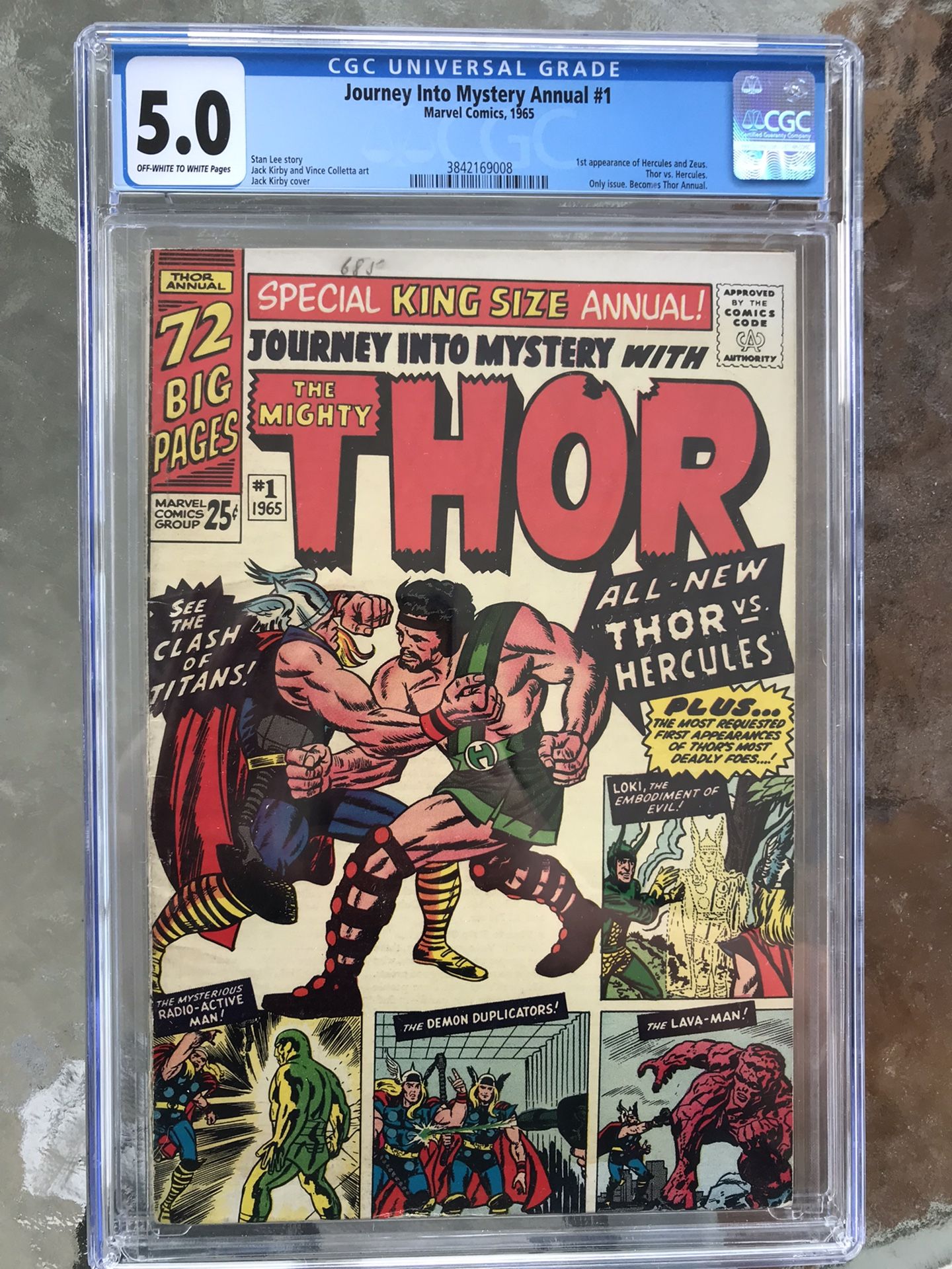 Journey Into Mystery Annual #1 (1965) CGC 5.0 — O/w To White; 1st Hercules App.