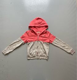 S PINK + GREY HOLLISTER HOODIE