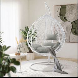Swing Chair Indoor/Outdoor Hanging Chair Swing with Cushion Patio Egg Chair