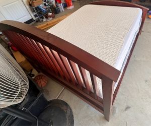Cherry Wood Bed Frame with Mattress