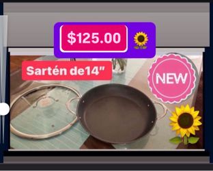 Sartén Grande Antiaderente 14” Prepara Variedad De Comidas Paella Pescados Huevos Carne Pollo $125.00 Especial Princess House Ventas Finales