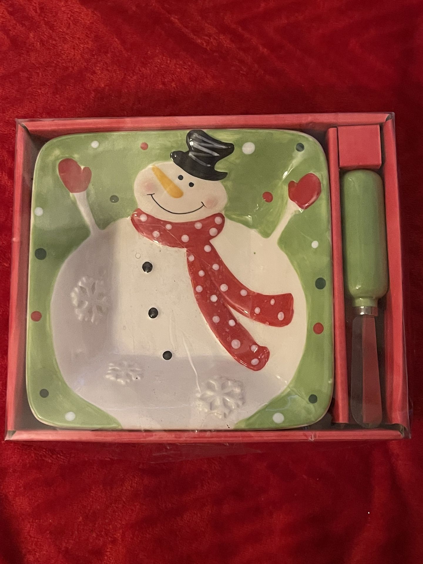 Vintage Snowman Bowl & Butter Knife
