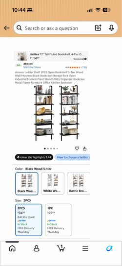 5-Tier Ladder Shelf Bookcase 2-Pack