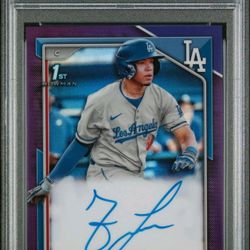 2024 BOWMAN CHROME THAYRON LIRANZO PROS AUTO-PURPLE REFRAC /250 DUAL 10'S pop 1