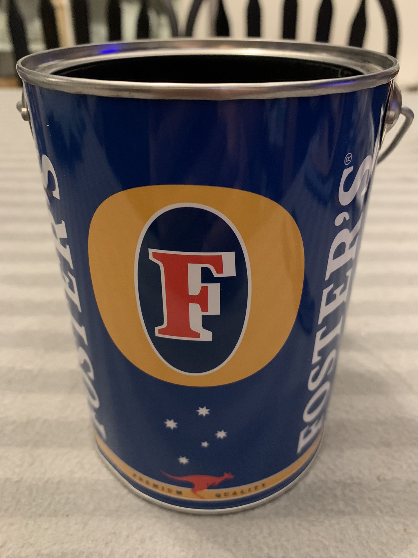 NEW FOSTER'S BEER 25.4 BUCKET CAN KOOZIE INSULATED DRINK HOLDER MAN CAVE BAR