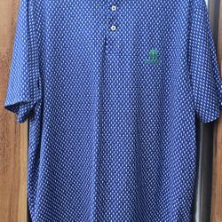RLX Ralph Lauren Men's Performance Golf Polo. navy blue base with an "All-Over Print" 
Size Large 
Beautiful condition 
Three-button placket.
All-over