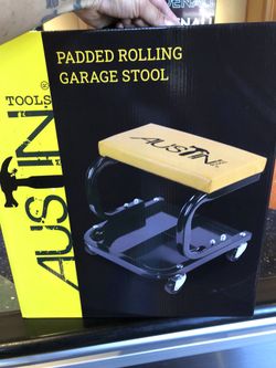 Padded Rolling Garage Stool