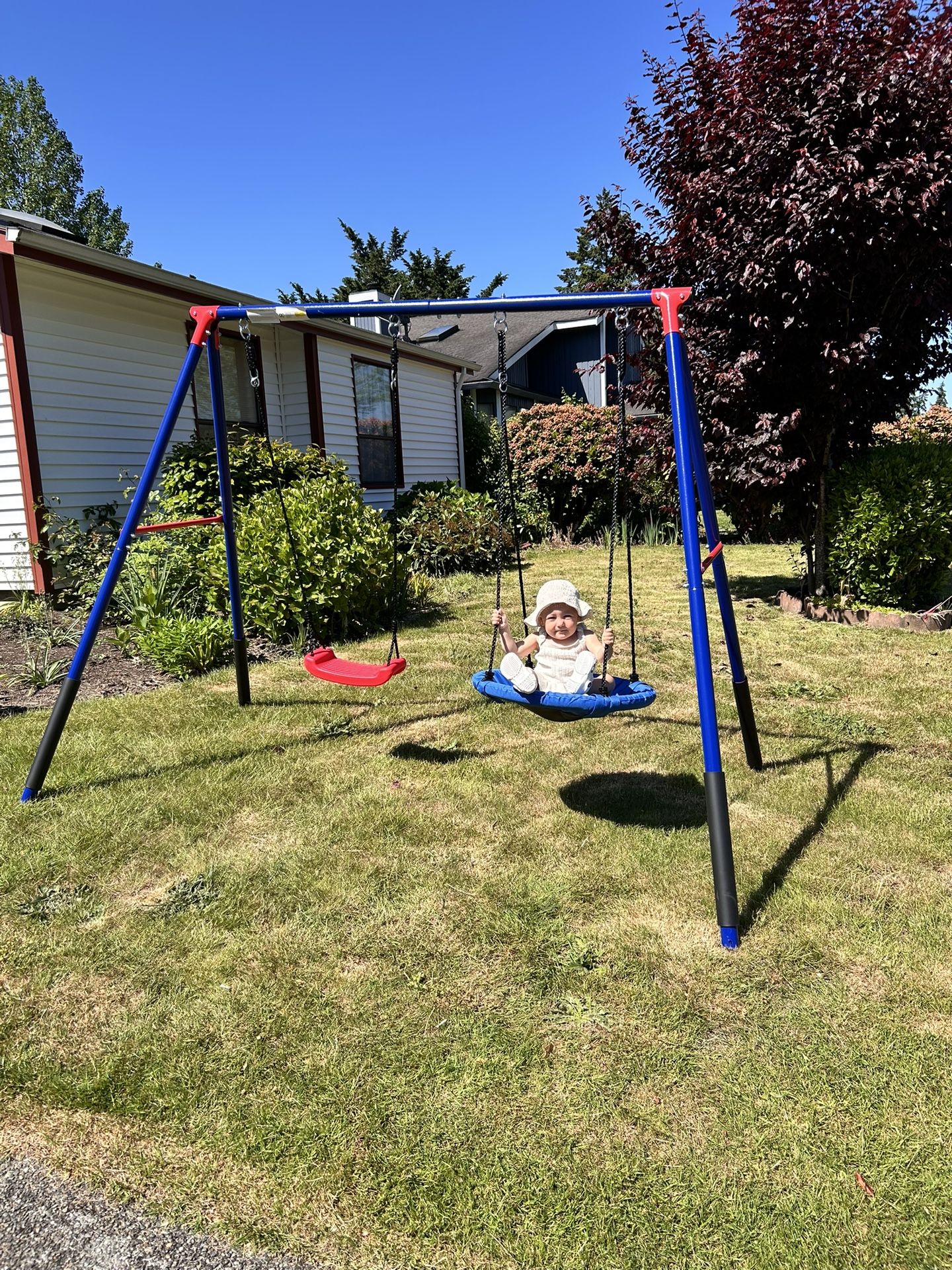 Delta Children FunZone Outdoor Metal 2-Piece Swing Set , Blue/Red