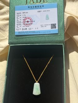 Certified Grade A Icy Green Burmese Jadeite Pendant | 18K Gold Bail