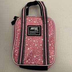 Justice Lunch Bag Pink Stars Pattern Glitter School Lunchbox Accessories