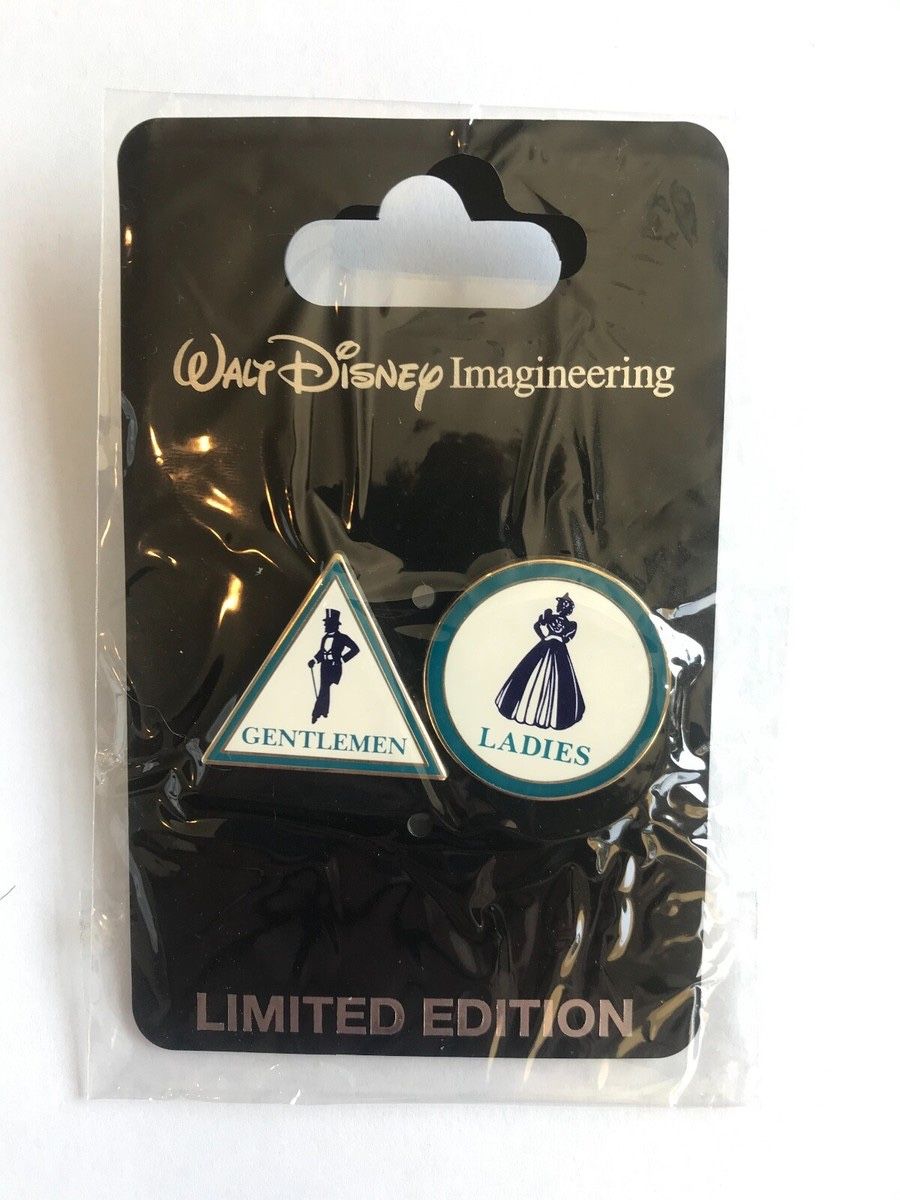 Disney Pin WDI DL Restroom Sign 2-Pin Set Main Street/New Orleans Square LE 300
