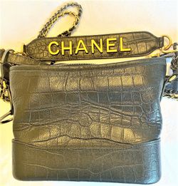 Chanel Gabrielle Hobo Bag Crocodile Embossed Calfskin Gold Silver Tone Small Black For Sale In Arlington Tx Offerup