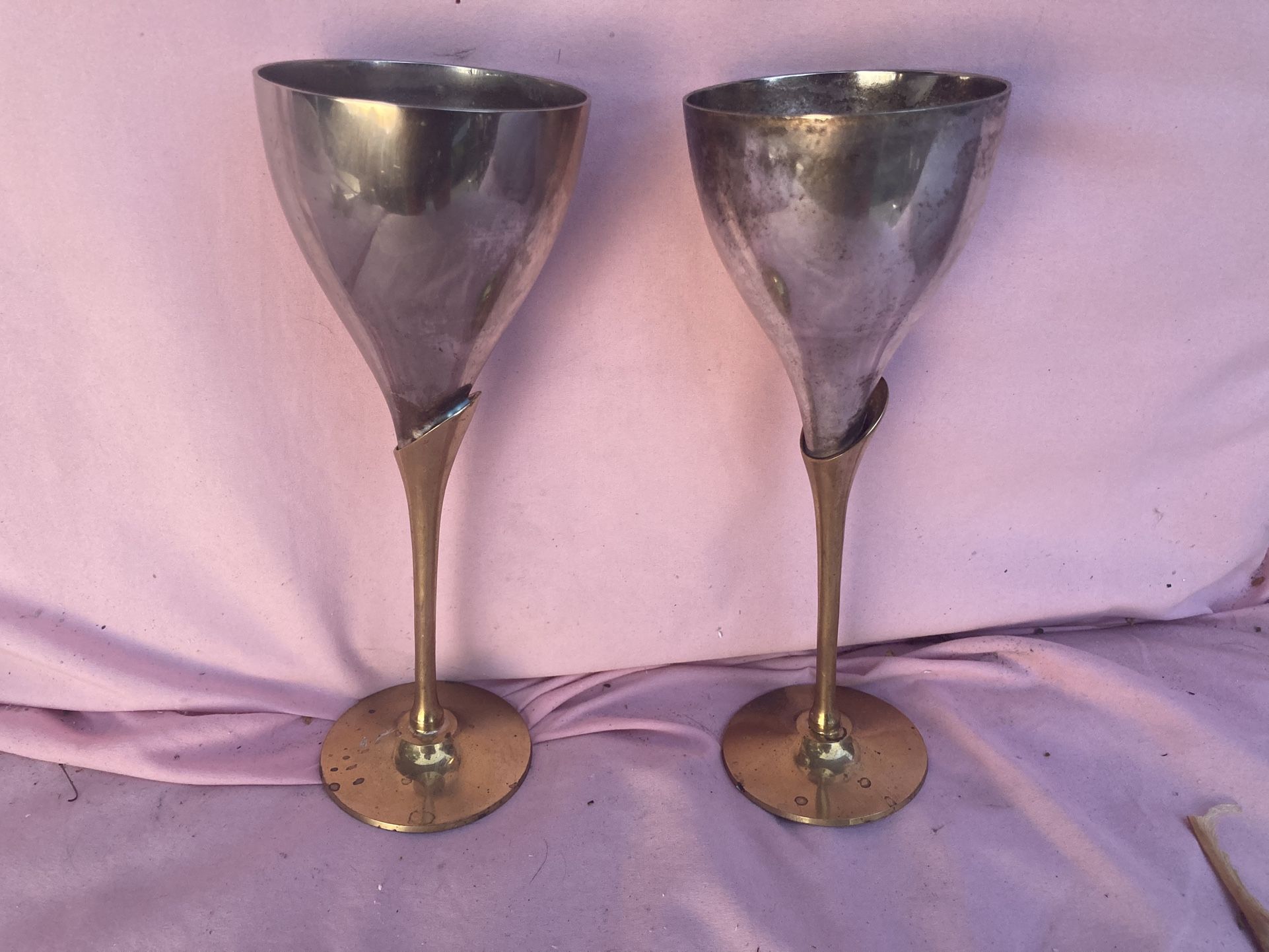 Lot Of 2 Silver Plated Glasses, NEVER USED, Need To Be Polished
