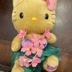 HELLO KITTY SANRIO TAN 7.5” HAWAII ARTICULATED STUFFED ANIMAL TOY-RARE