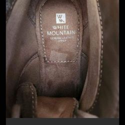 White Mountain Lambert Ankle Boots Taupe Leather Suede Wedge Lace Up Size 8M