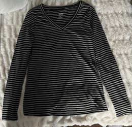 Black and grey striped long sleeve shirt 