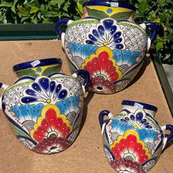 TALAVERA CERAMIC SMALL SLANTED POTS $60 For Set