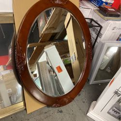 Oval Antique Brown Mirror 