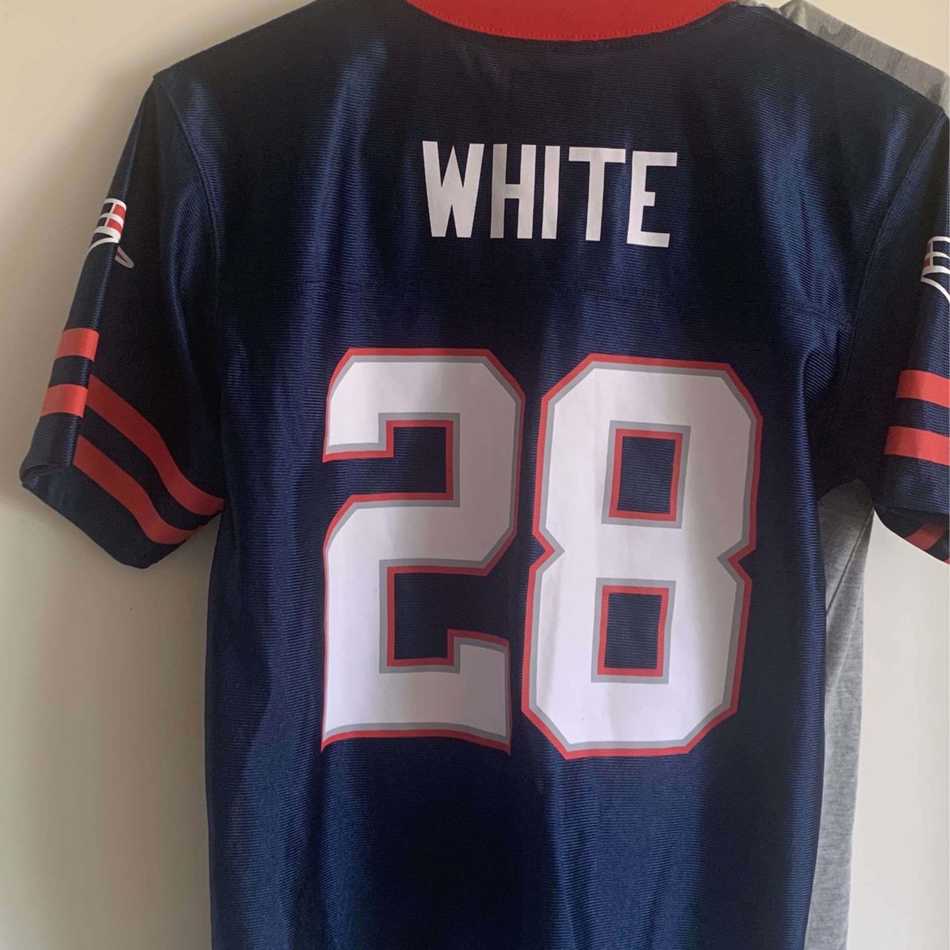 White #28 Jersey  Patriots