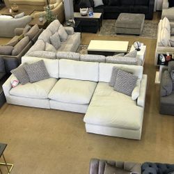 Sophie Gray Velvet Modular 3pc LAF Chaise Sectional