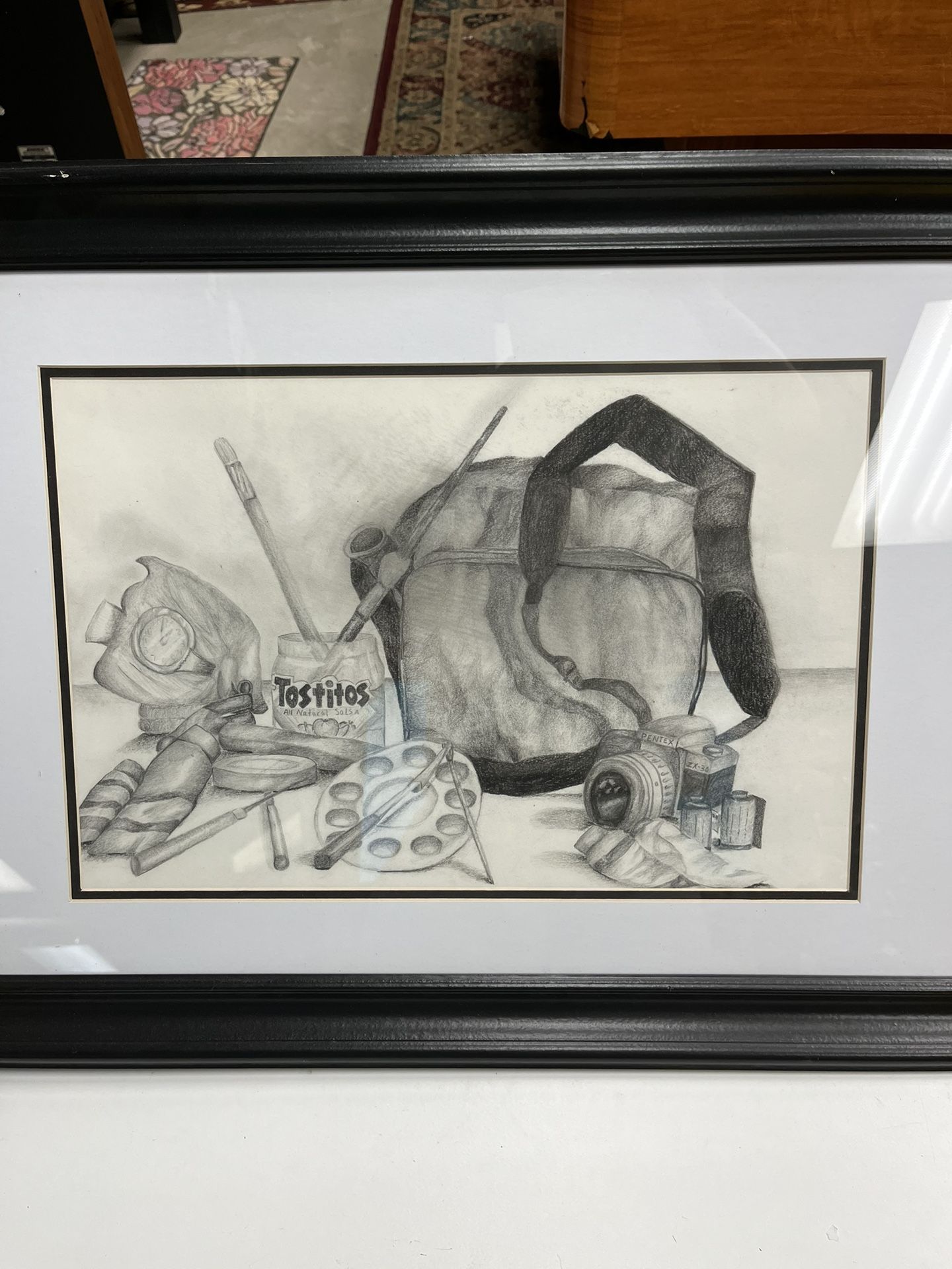 Framed Kyle Lamar 2003 Student Pencil Drawing