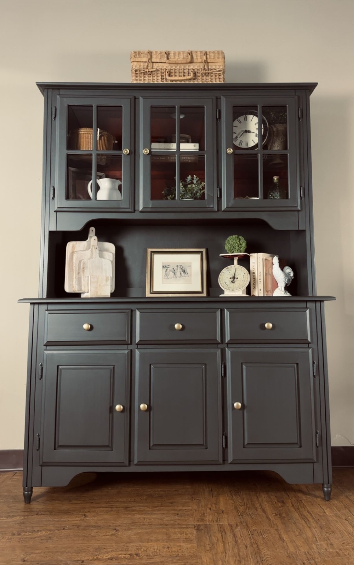 Two Piece Green Hutch