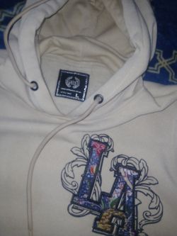 Mens Beige Los Angeles hoodie size Large