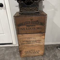 Vintage Crates & Typewriter