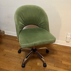 Green And Gold AdjustableDesk Chair With Wheels