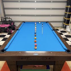 DIAMOND PRO-AM 9FT POOL TABLE ESPRESSO 4.25” POCKETS – BARELY USED RETAIL$10K+