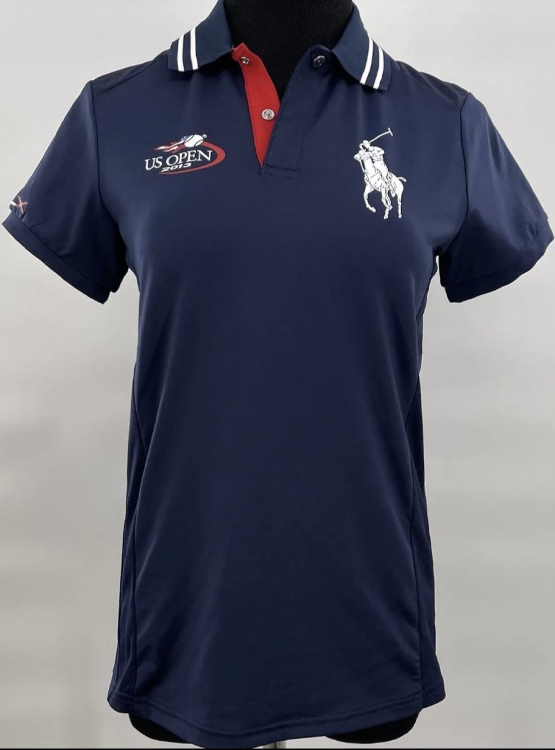 $125 Ralph Lauren RLX Polo Shirt size Medium 2013 US Open Blue White Pony Men’s