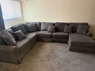 Large Gray Fabric Sectional Sofa bed with Chaise