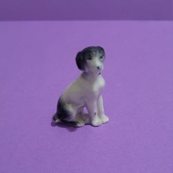 Vintage Germany Porcelain Dog Figurine Pointer on Rest Small 2" Tall.
