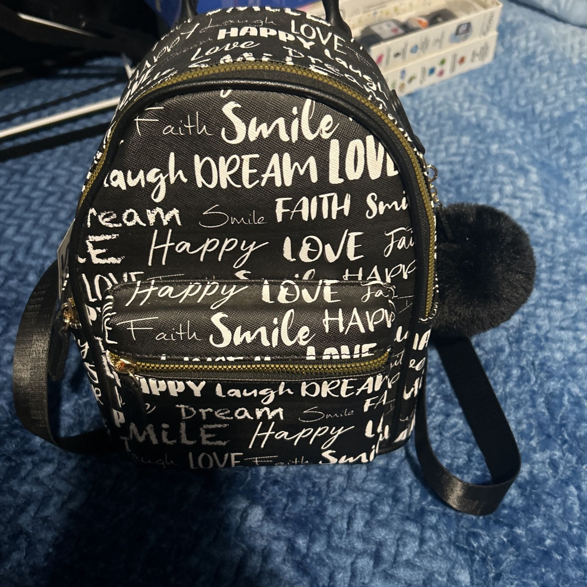 New black-and-white backpack purse style