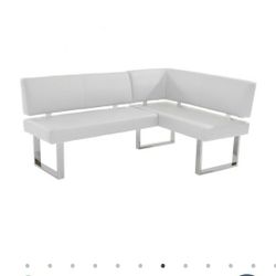 Dining Rm Nook + free Bench, white & chrome