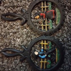 Cast Iron Vintage Wall Hangers "Trivets"