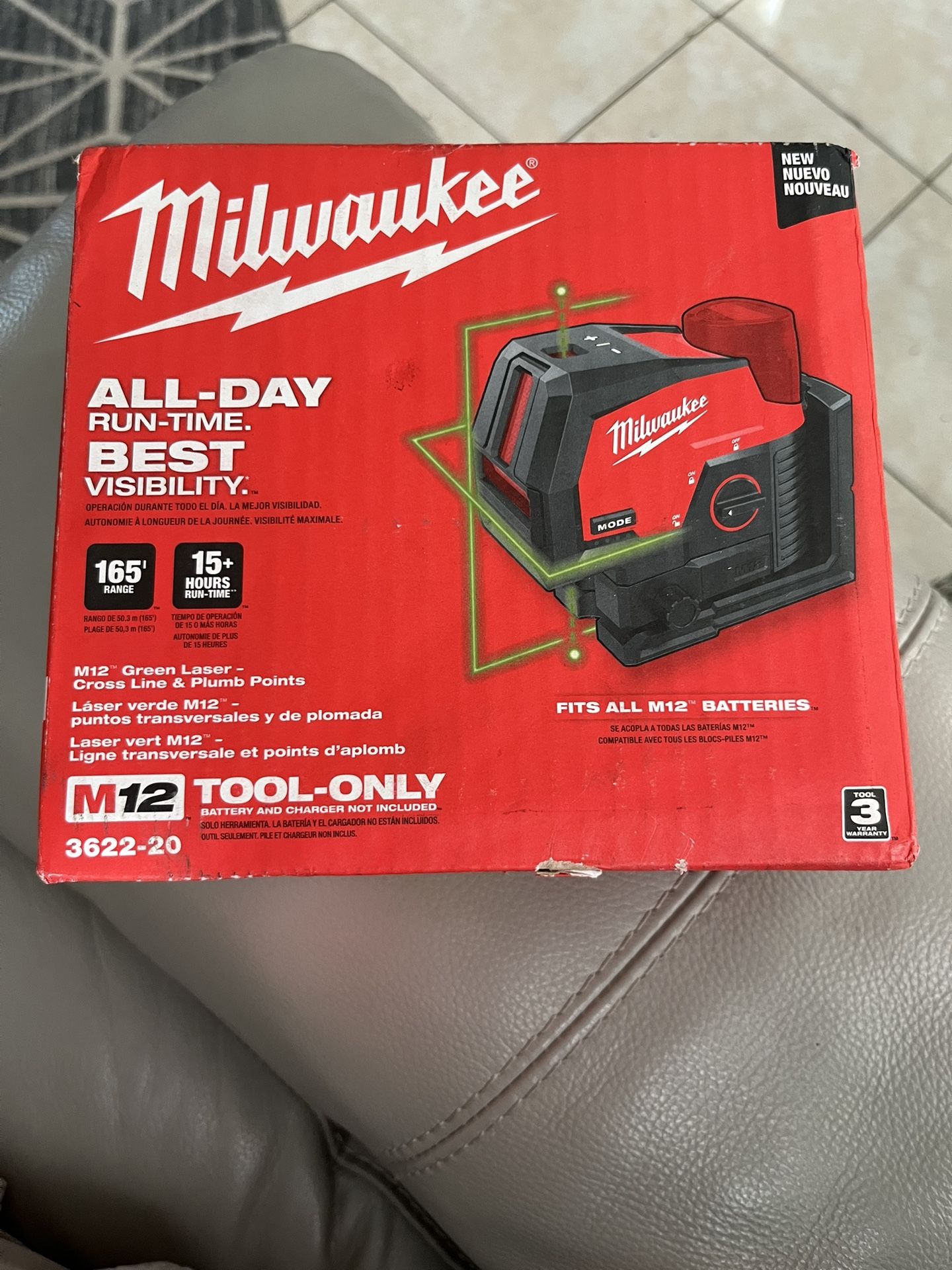 M12 12-Volt Lithium-Ion Cordless Green 125 ft. Cross Line and Plumb Points Laser Level (Tool-Only)