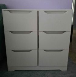 Modern 6 Drawer Dresser, Double Chest of Drawers with Storage, White